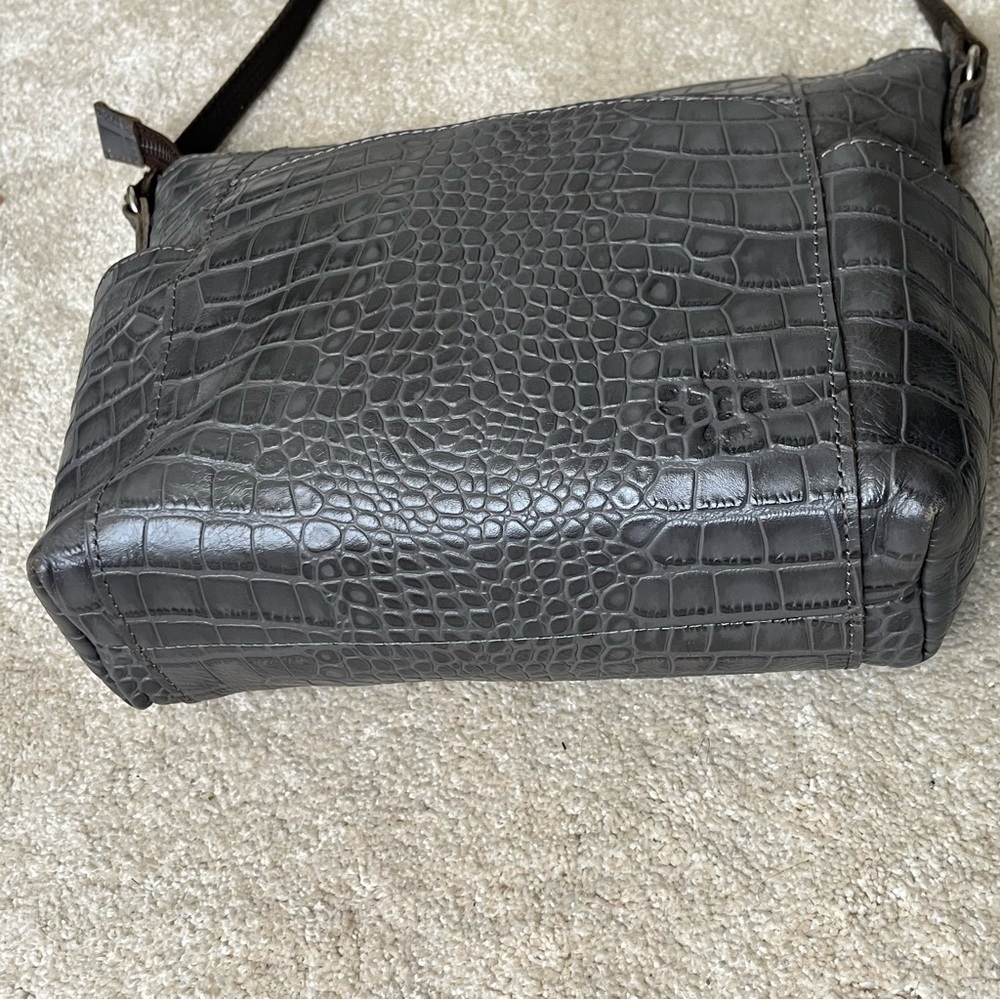 Patricia Nash Leather Croc Embossed Crossbody Bag Purse-Gray-Zipper-EUC-Classic - Picture 11 of 16